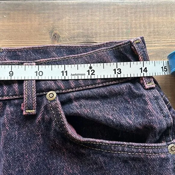 Lee Jeans Pink Acid Wash Dark Denim 80s USA Women 12 Med 29x32 Tapered High Rise
