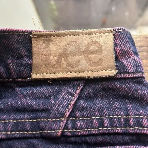 Lee Jeans Pink Acid Wash Dark Denim 80s USA Women 12 Med 29x32 Tapered High Rise