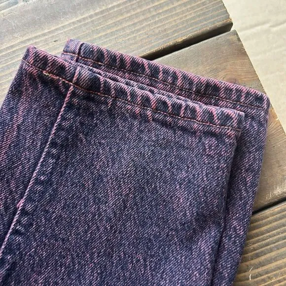 Lee Jeans Pink Acid Wash Dark Denim 80s USA Women 12 Med 29x32 Tapered High Rise