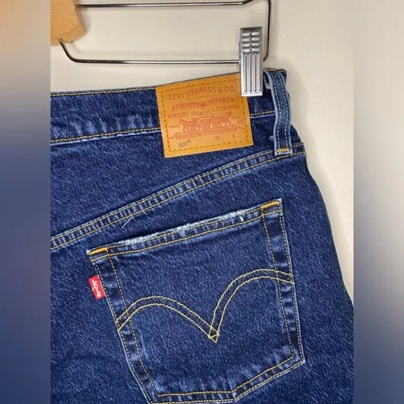 Levi’s 501 Mid Thigh Dark Wash Denim Shorts