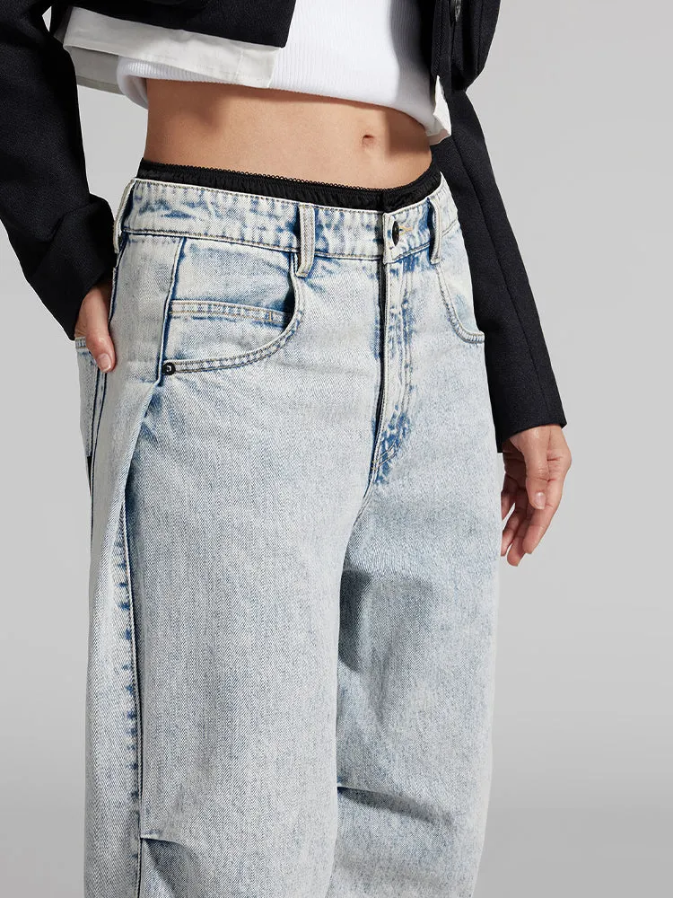 Light Blue Jeans With Contrast Waist