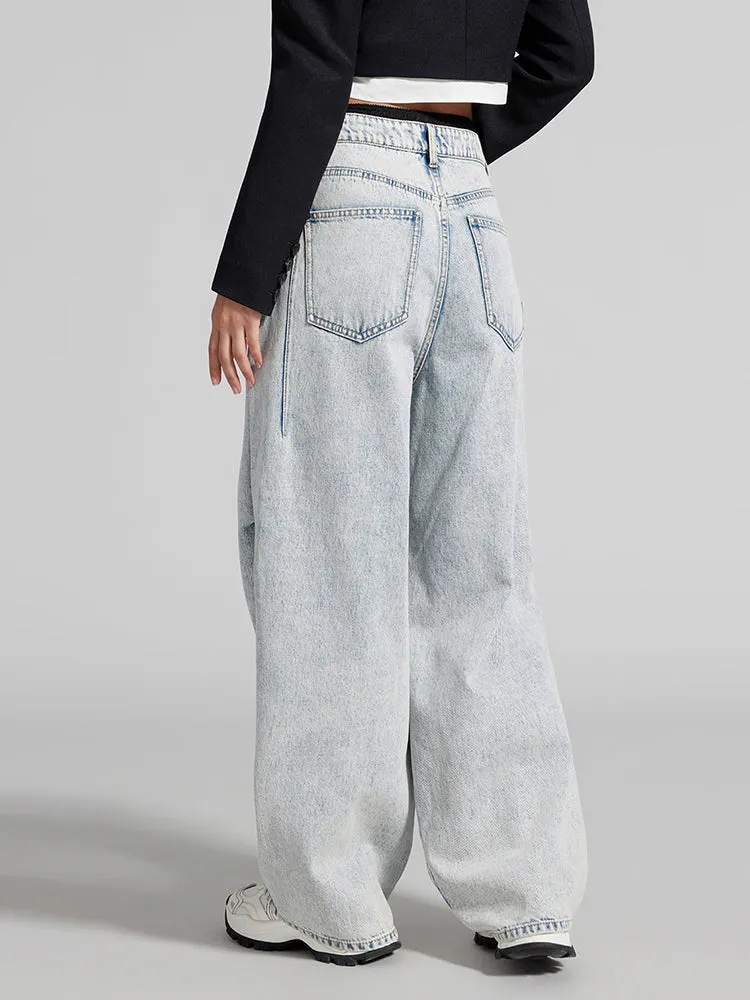 Light Blue Jeans With Contrast Waist