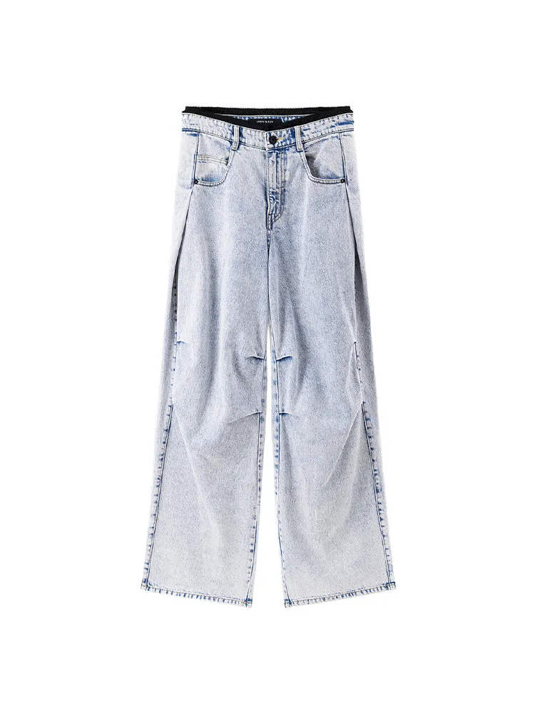 Light Blue Jeans With Contrast Waist