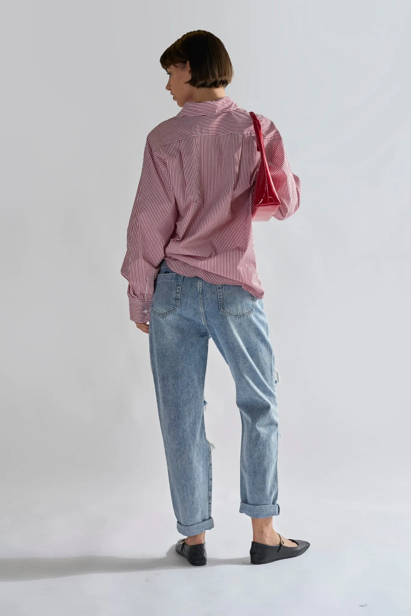 Light Vintage Wash Distressed Boyfriend Jeans.