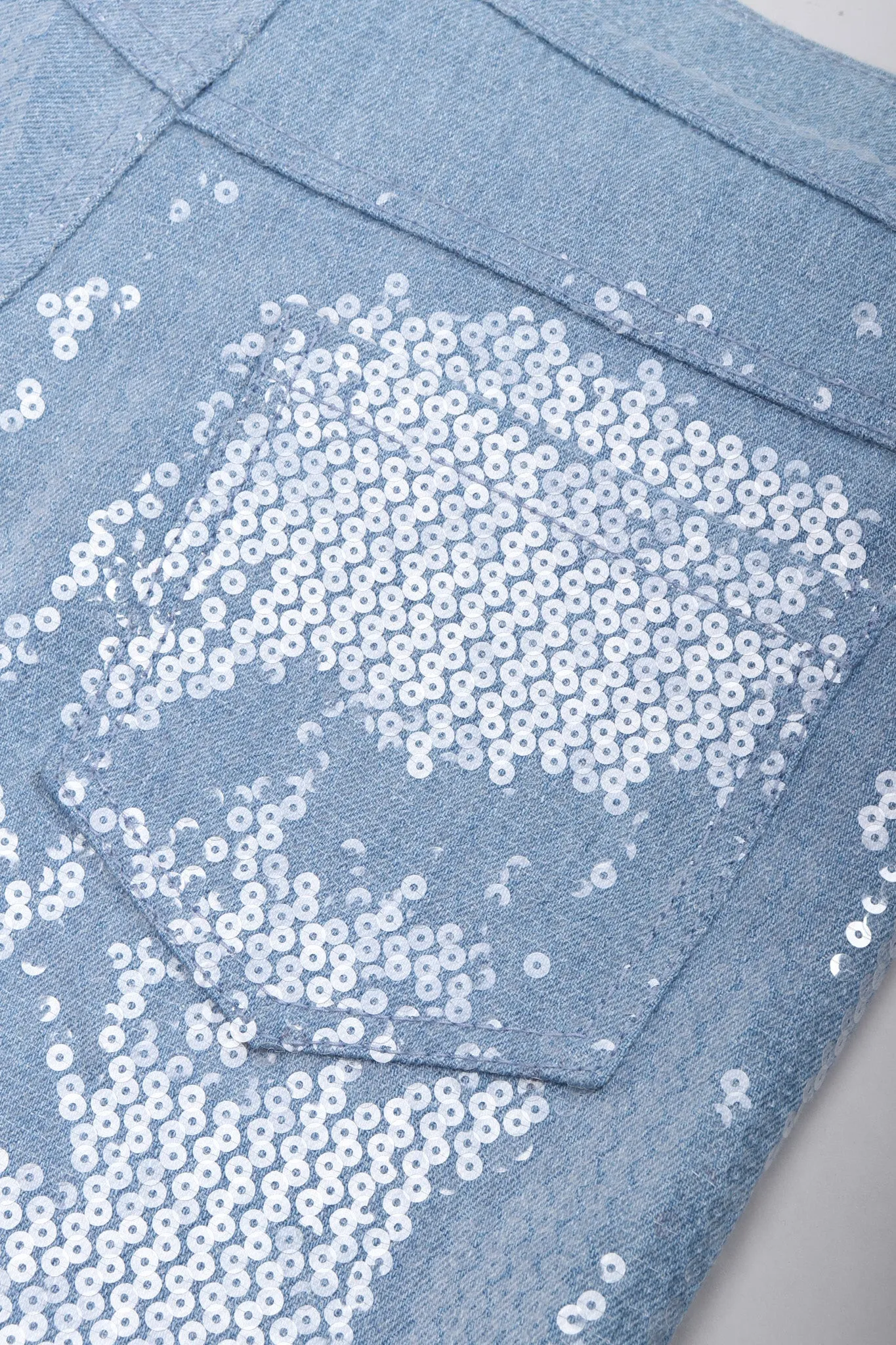 Light Wash Denim Sequin Jeans