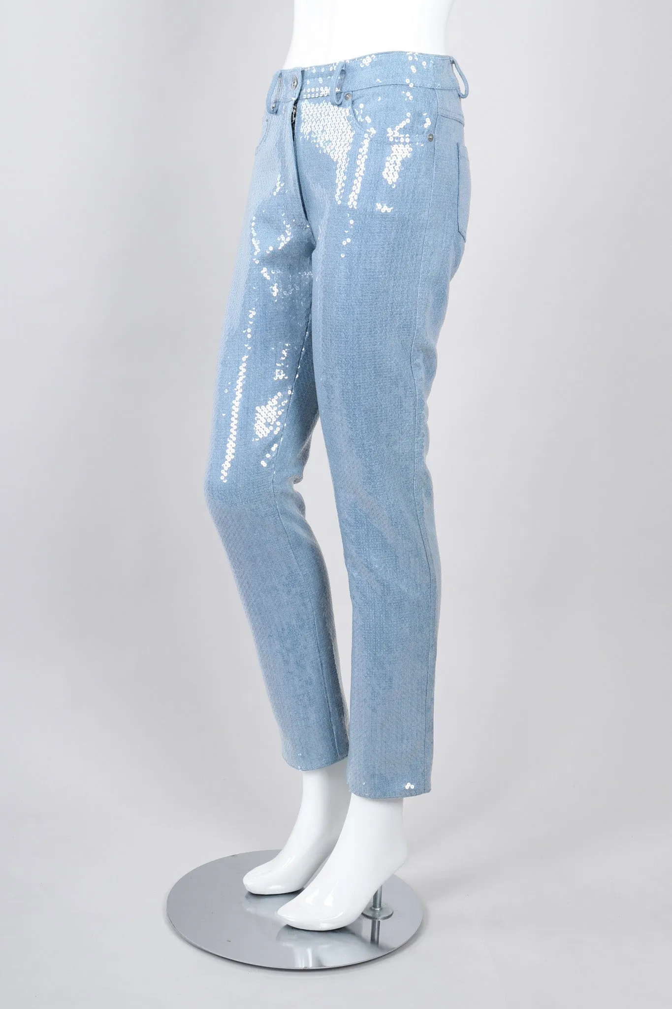 Light Wash Denim Sequin Jeans