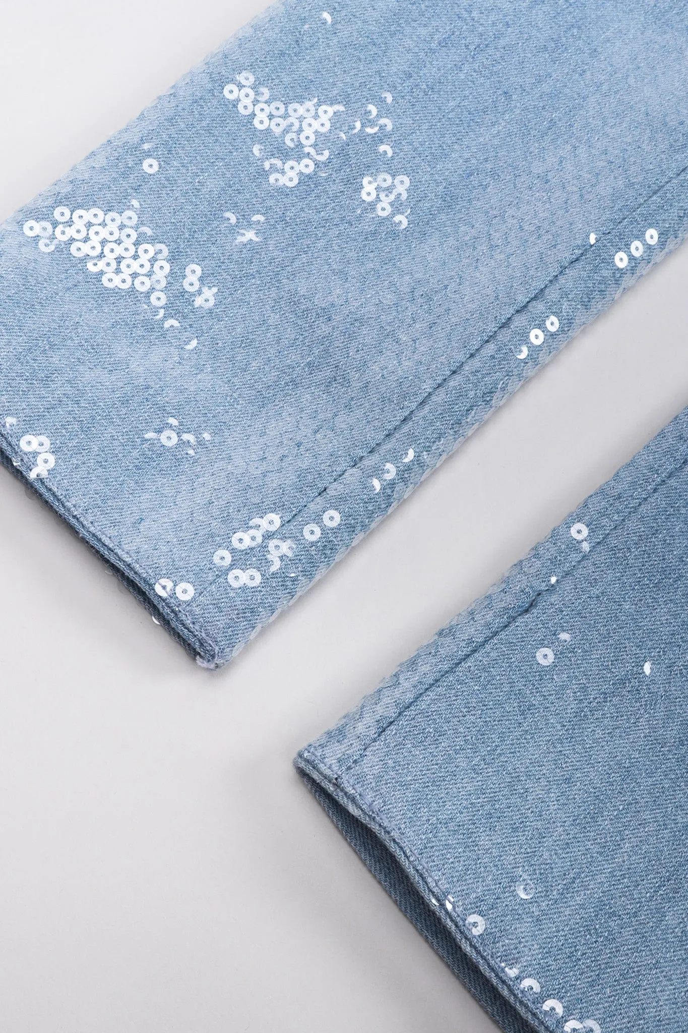 Light Wash Denim Sequin Jeans