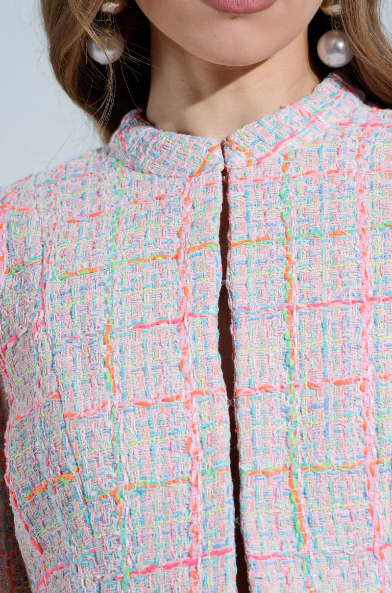 LINDEN TWEED BLAZER IN PINK MULTI