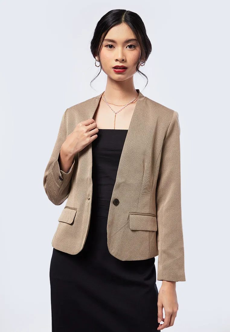 Long Sleeve Herringbone Blazer
