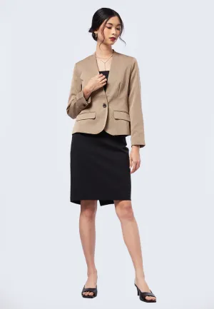 Long Sleeve Herringbone Blazer