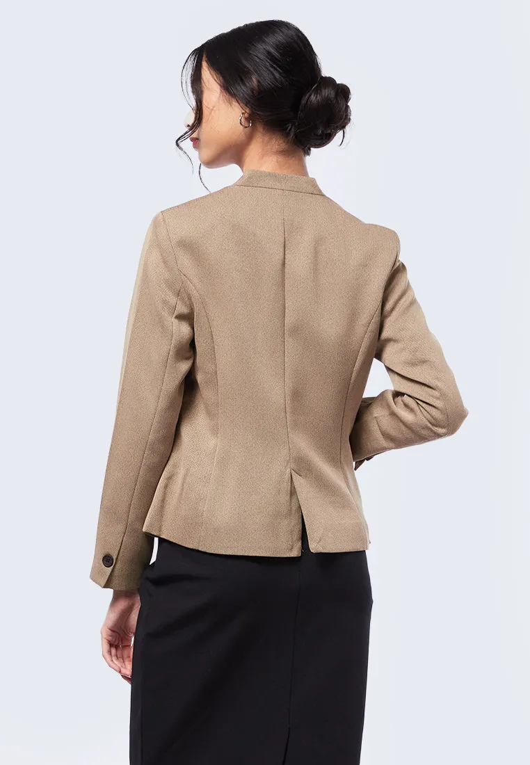 Long Sleeve Herringbone Blazer