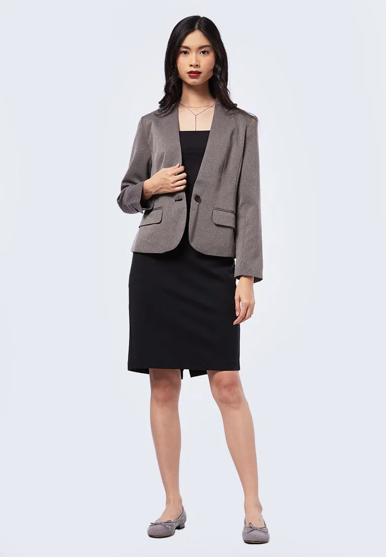 Long Sleeve Herringbone Blazer