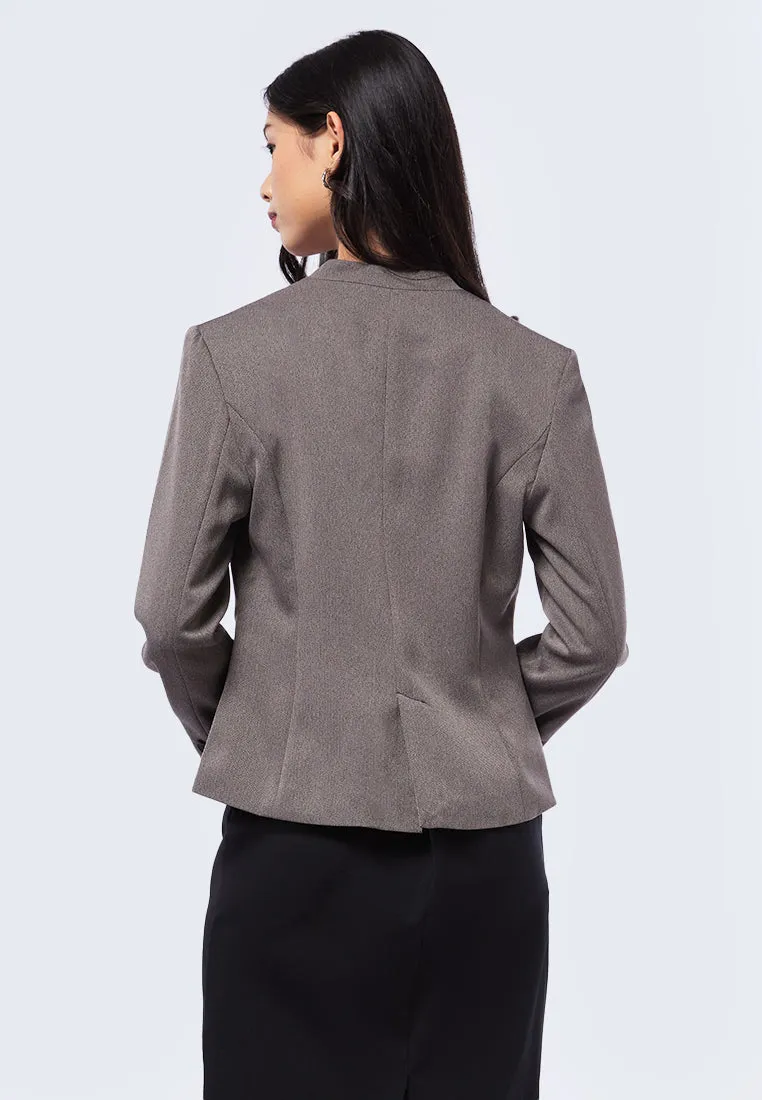 Long Sleeve Herringbone Blazer