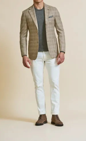Loro Piana Capolavoro Tweed Camel & Ivory Merino Wool & Silk Glencheck