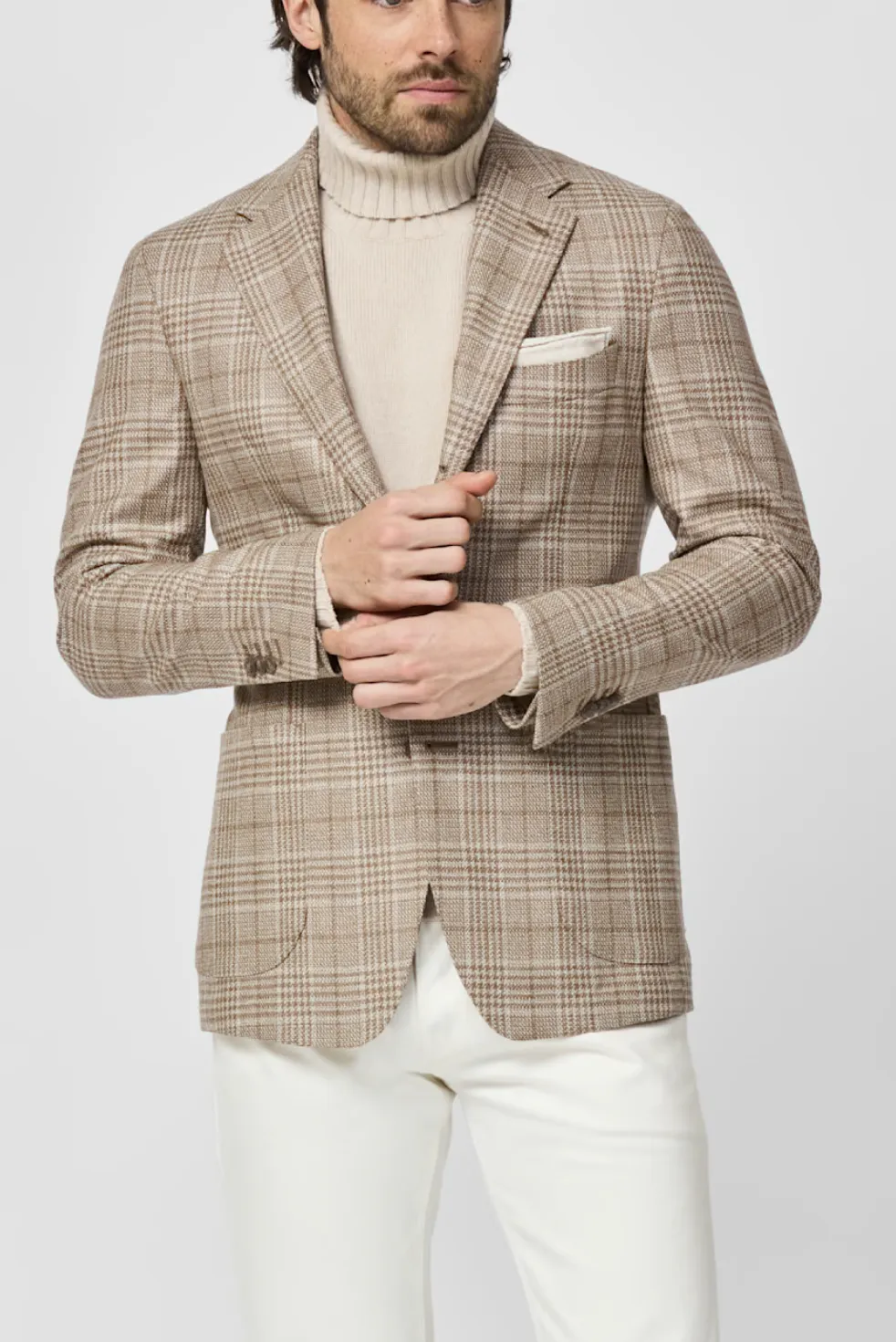 Loro Piana Capolavoro Tweed Camel & Ivory Merino Wool & Silk Glencheck