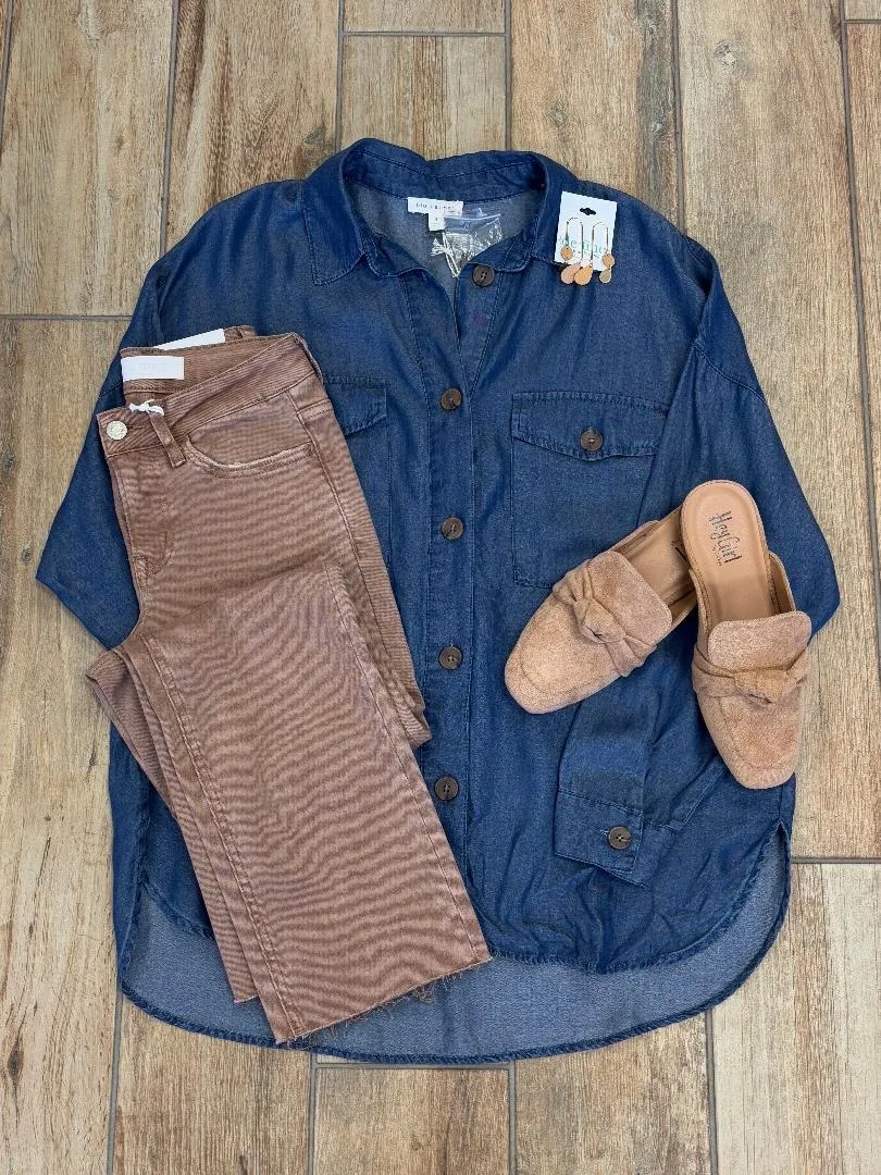 Lovervet Tan Mid Rise Stretch Straight Cropped Jeans