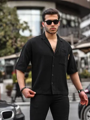 <tc>Chemise en lin premium à manches courtes avec col mao

</tc>