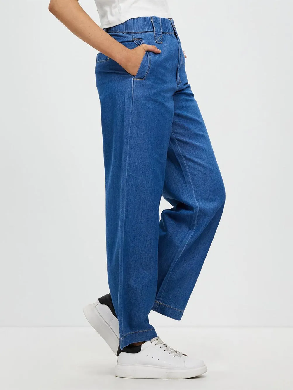 Lucia Wide Leg Pants - RODEO BLUE