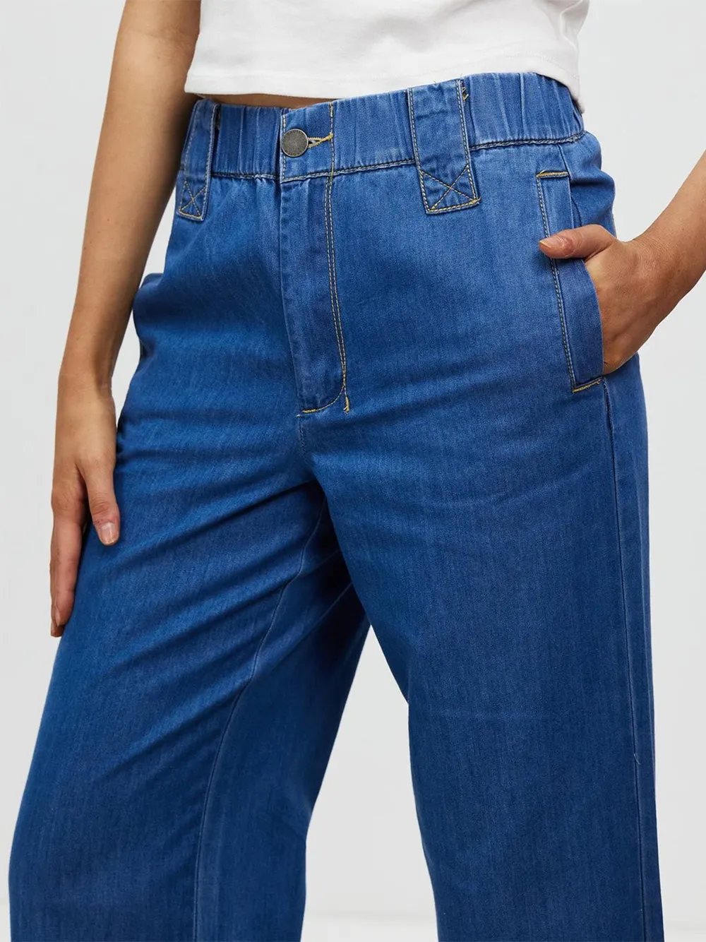 Lucia Wide Leg Pants - RODEO BLUE