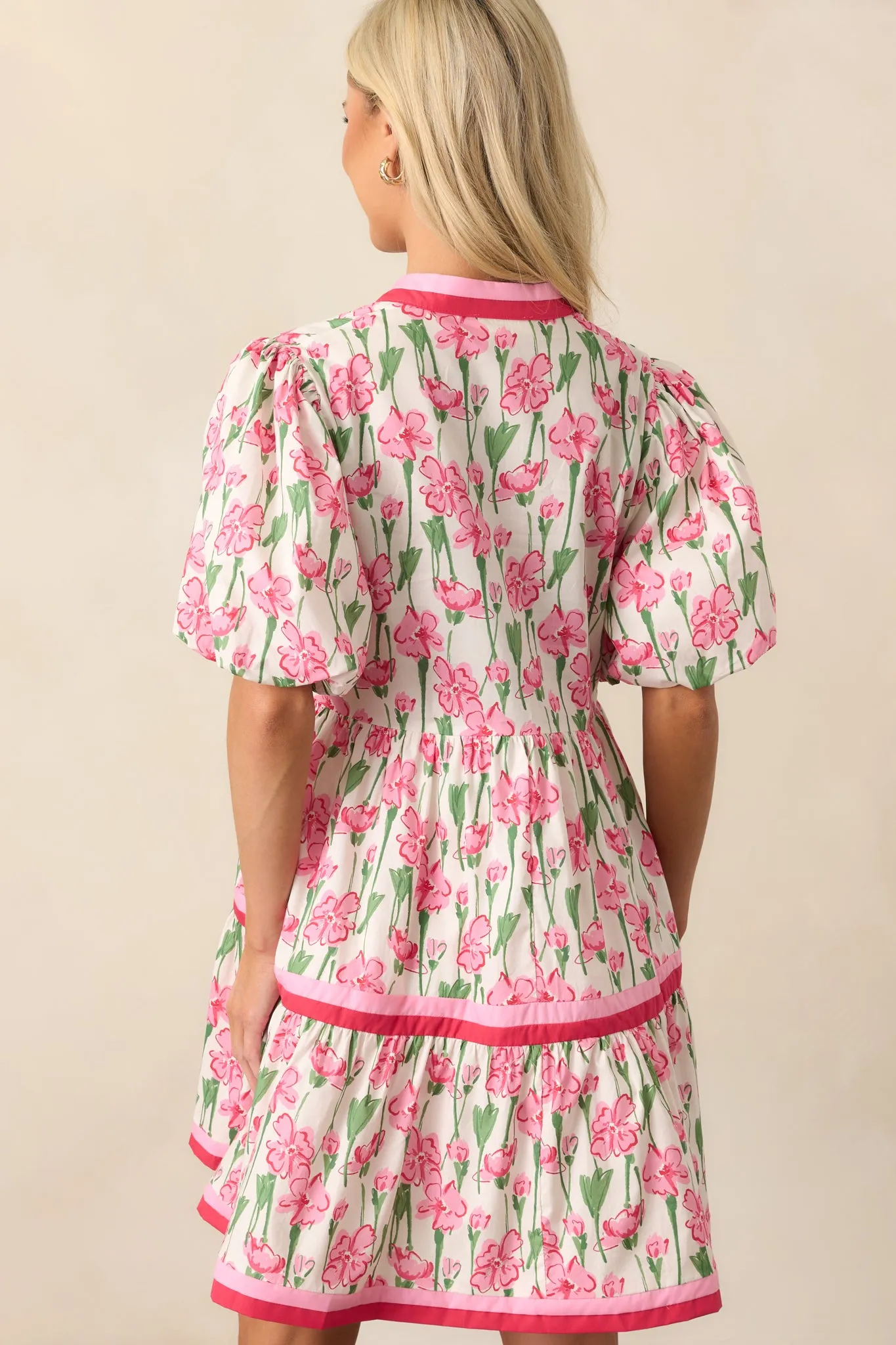 Lunch With The Girls Pink Floral Cotton Mini Dress