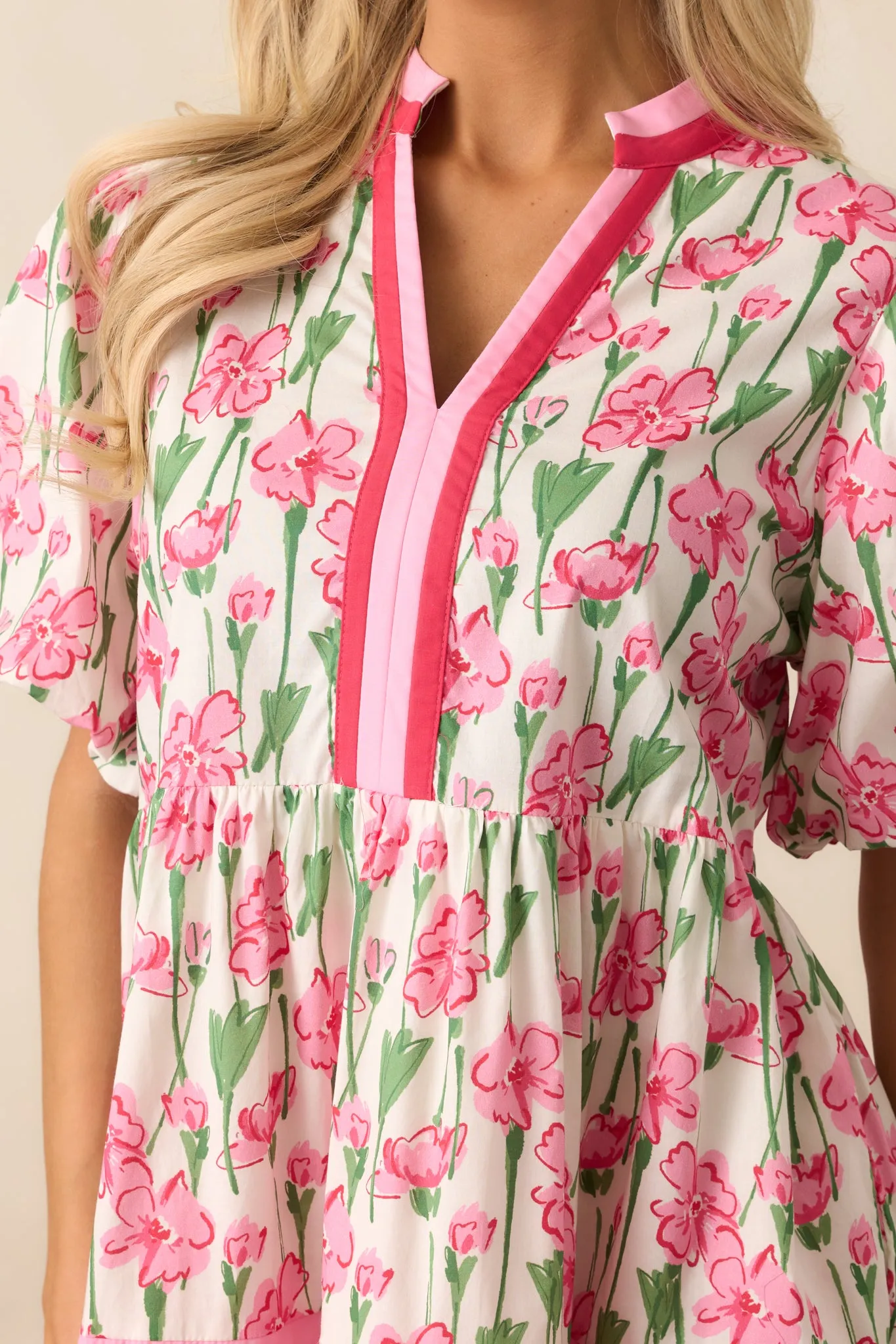 Lunch With The Girls Pink Floral Cotton Mini Dress