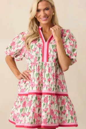 Lunch With The Girls Pink Floral Cotton Mini Dress
