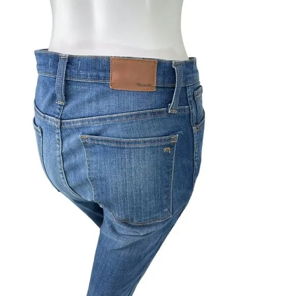 Madewell 10&quot; High-Rise Skinny Blue Denim Jeans Chewed-Hem Edition Size 28 Tall