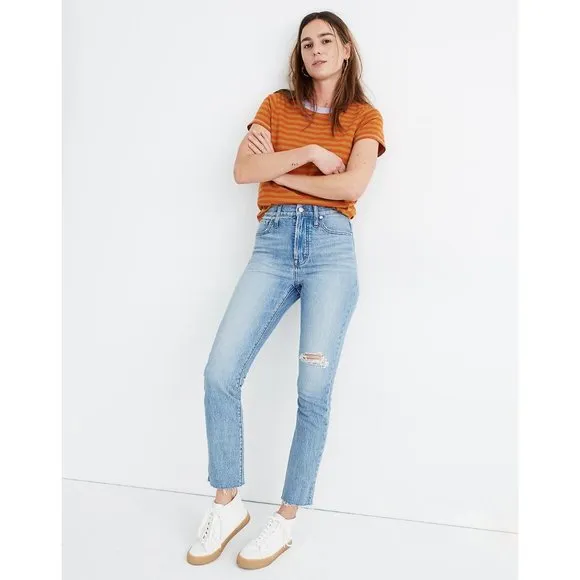Madewell 27W 'The Perfect Vintage Crop' in Rosabelle Wash Denim Blue Jeans
