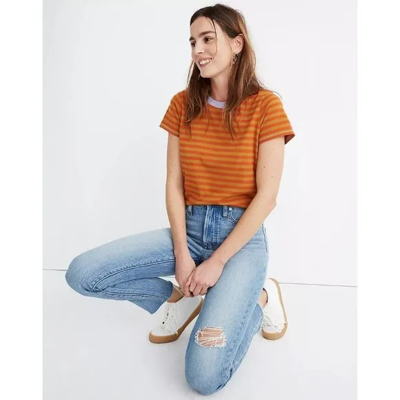 Madewell 27W 'The Perfect Vintage Crop' in Rosabelle Wash Denim Blue Jeans