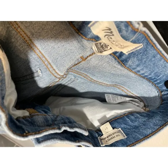 Madewell 27W 'The Perfect Vintage Crop' in Rosabelle Wash Denim Blue Jeans