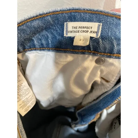 Madewell 27W 'The Perfect Vintage Crop' in Rosabelle Wash Denim Blue Jeans