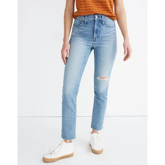 Madewell 27W 'The Perfect Vintage Crop' in Rosabelle Wash Denim Blue Jeans