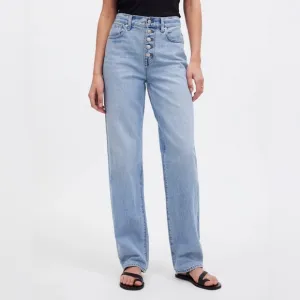 Madewell Baggy Straight Jeans in Paxton Wash: Button-Front Edition Size 28