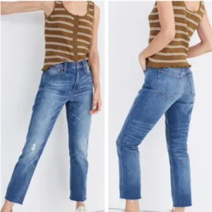 Madewell High-Rise Slim Crop Distressed Boyjean Dover Wash Size 27