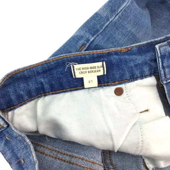 Madewell High-Rise Slim Crop Distressed Boyjean Dover Wash Size 27