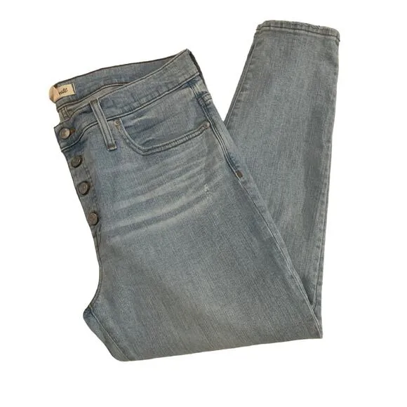 Madewell Jeans Light Wash High Rise Skinny Distressed Size 32
