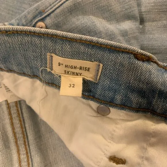 Madewell Jeans Light Wash High Rise Skinny Distressed Size 32