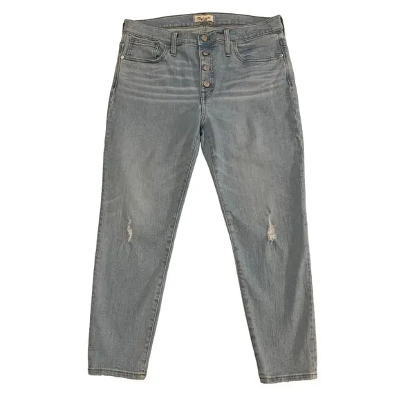 Madewell Jeans Light Wash High Rise Skinny Distressed Size 32