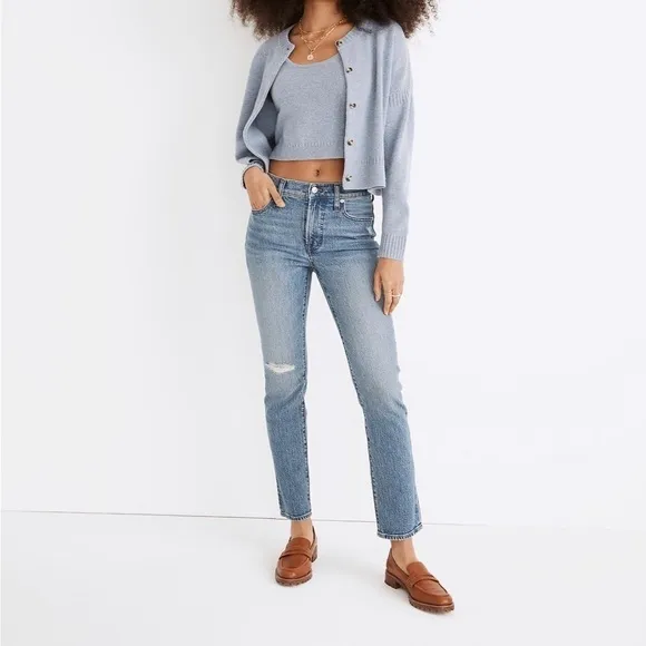 Madewell New Mid-Rise Perfect Vintage Jean Ainsdale Wash Knee-Rip Edition 23 NWT