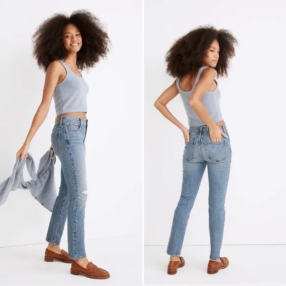 Madewell New Mid-Rise Perfect Vintage Jean Ainsdale Wash Knee-Rip Edition 23 NWT