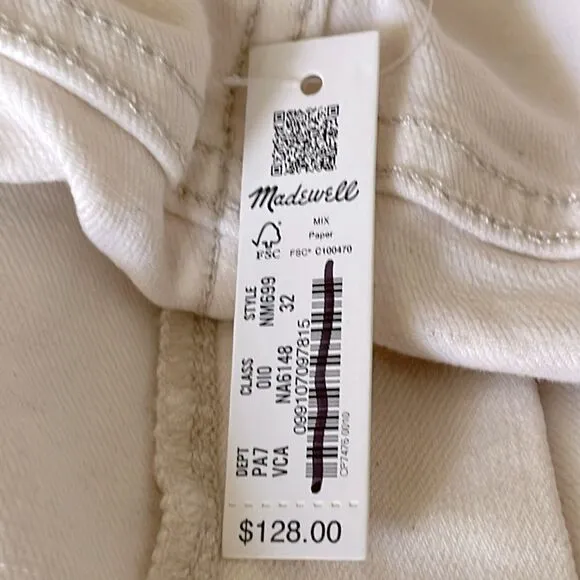 Madewell NWT Perfect Vintage Wide Leg Jeans Size 32 Patch Pocket Edition
