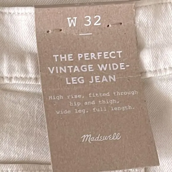 Madewell NWT Perfect Vintage Wide Leg Jeans Size 32 Patch Pocket Edition