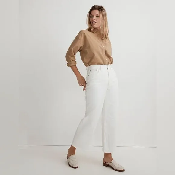 Madewell NWT Tall Perfect Vintage Wide-Leg Crop Jeans Size 27T in Tile White