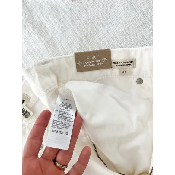 Madewell | NWT | The Tall Curvy Perfect Vintage Jean in Tile White | Sz 30T