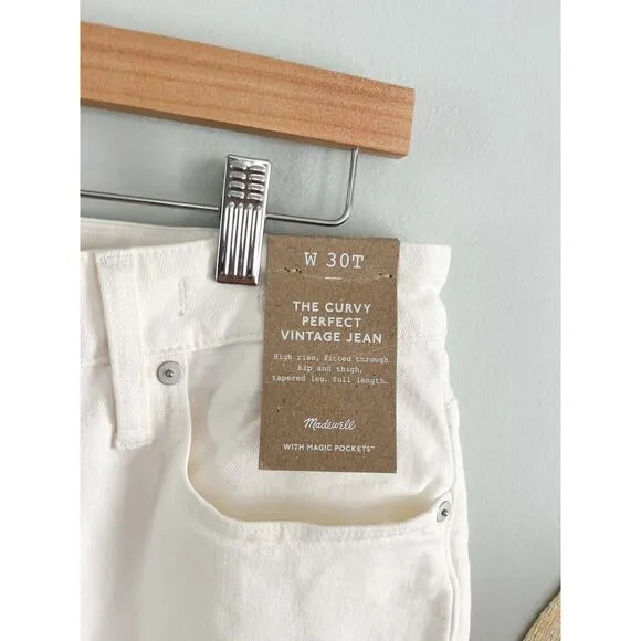 Madewell | NWT | The Tall Curvy Perfect Vintage Jean in Tile White | Sz 30T