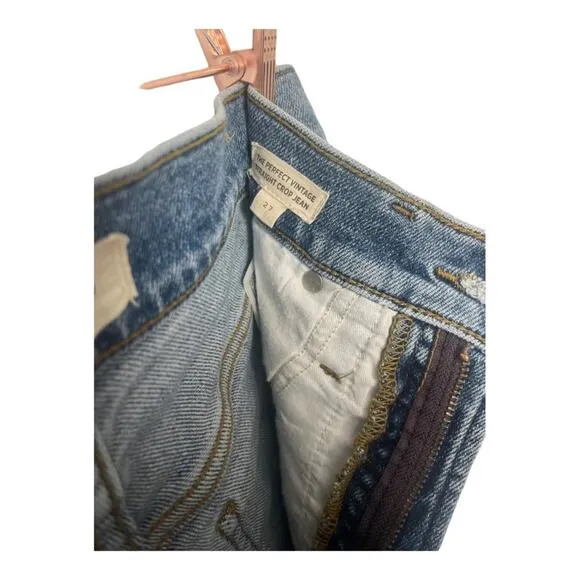 Madewell The Perfect Vintage Straight Crop Jeans High Rise Medium Wash Size 27