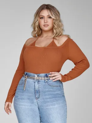Malika Halter Strap Ribbed Knit Sweater
