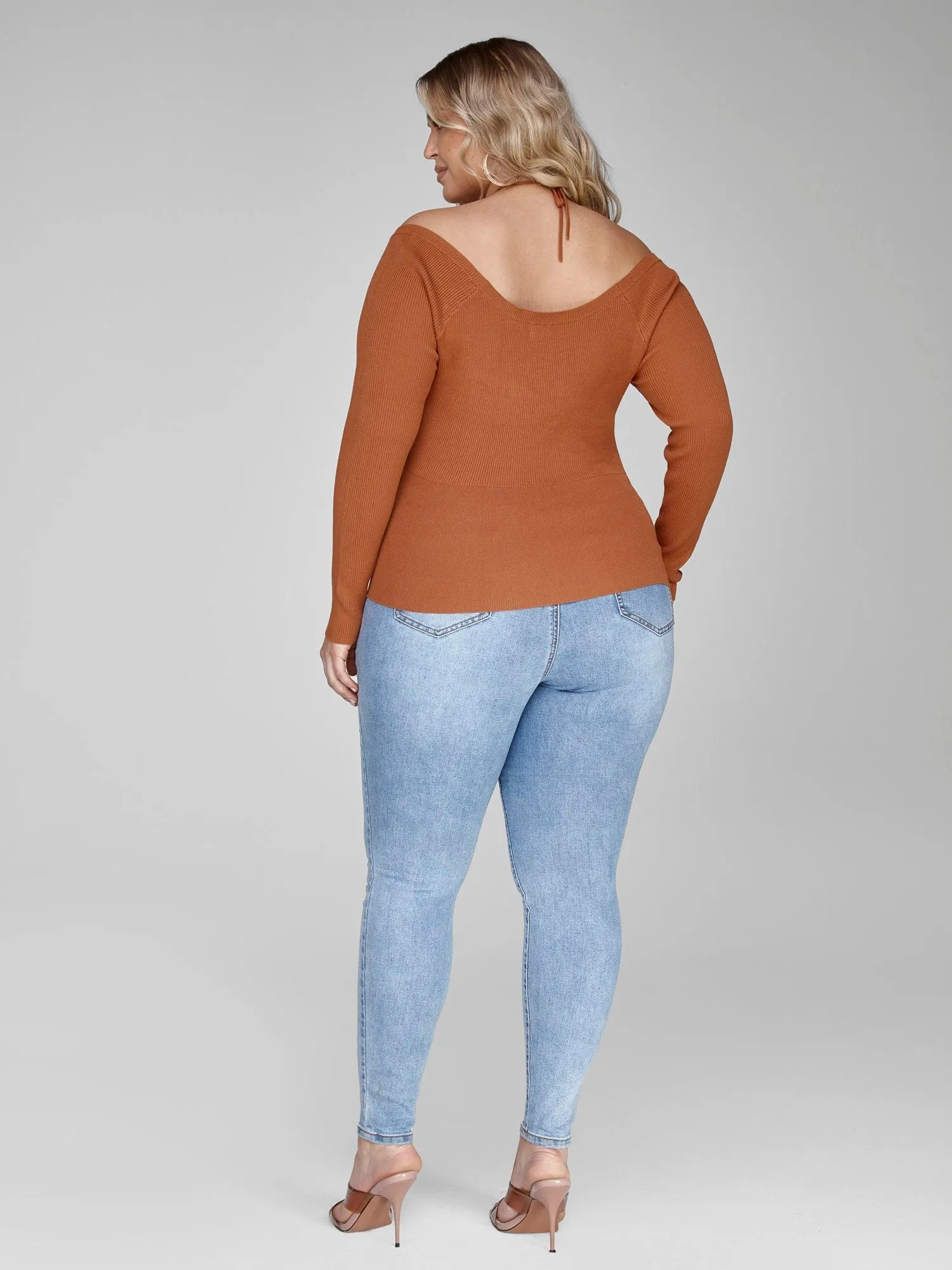 Malika Halter Strap Ribbed Knit Sweater