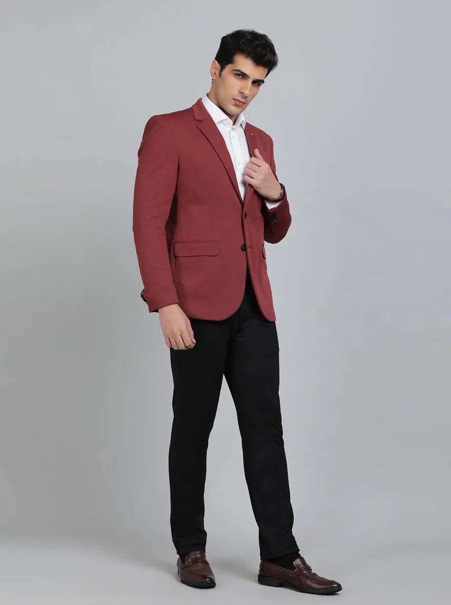 Maroon Solid Regular Fit Blazer | JB Studio