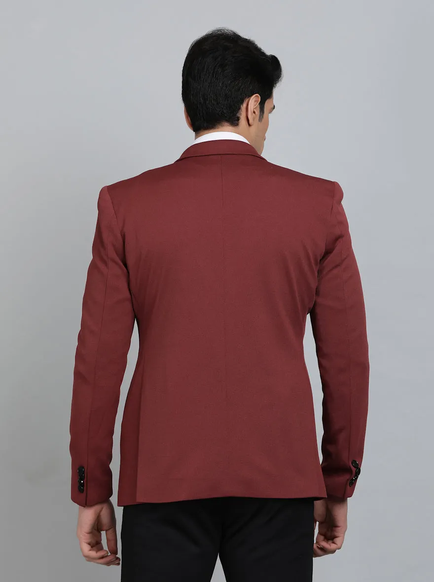 Maroon Solid Regular Fit Blazer | JB Studio